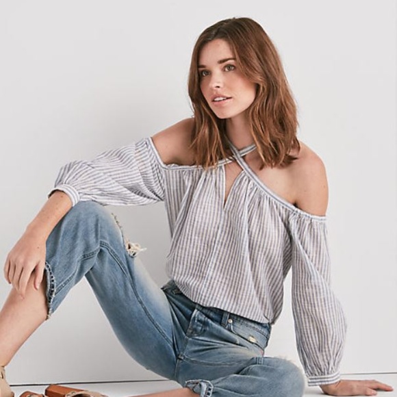 Lucky Brand Tops - Lucky Brand Cold Shoulder Stripe Top
